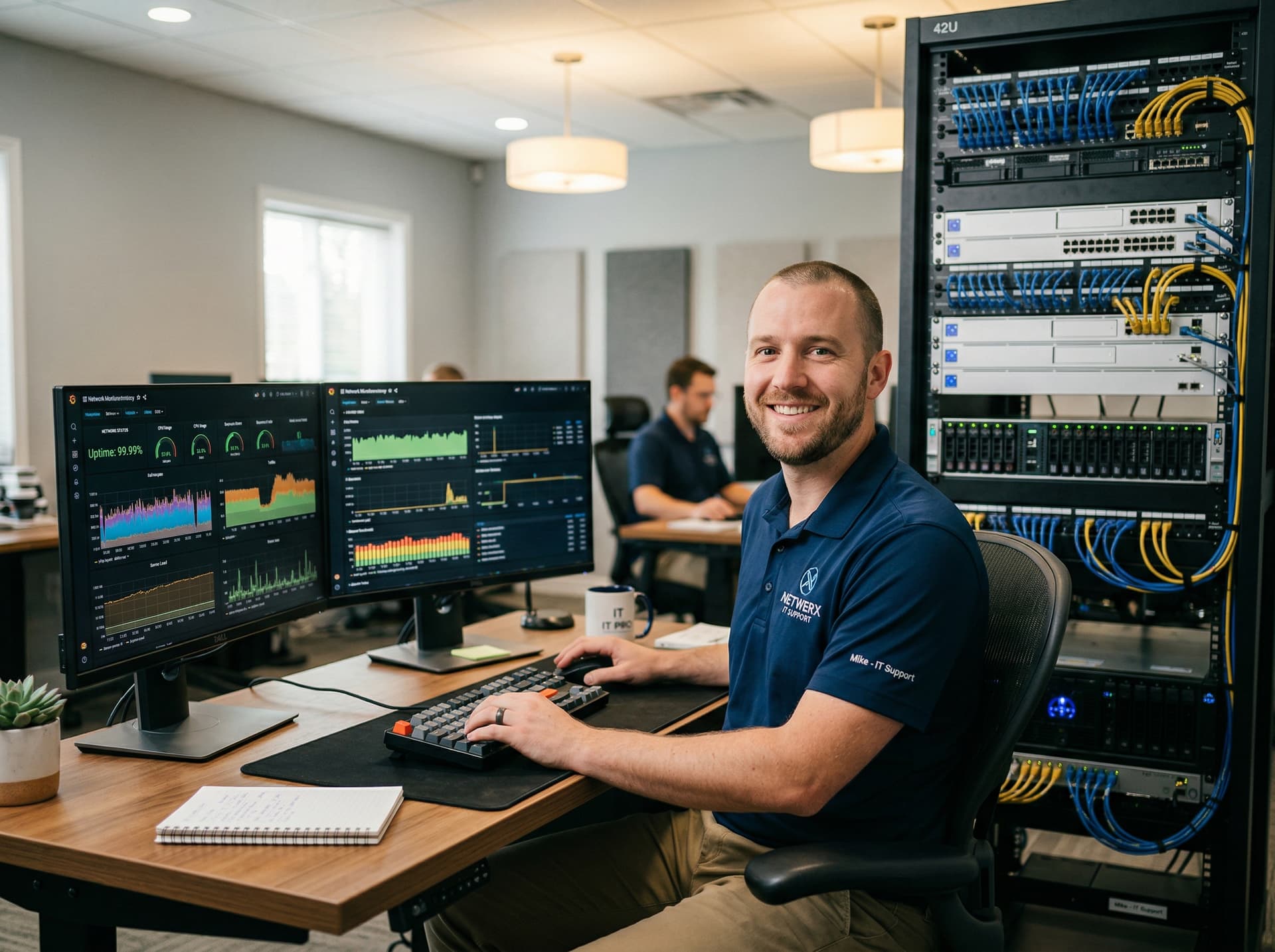 Skyview Electronics technician providing managed IT support to a local business