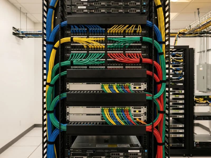 Enterprise network rack and structured cabling installation by Skyview Electronics in Durham Region