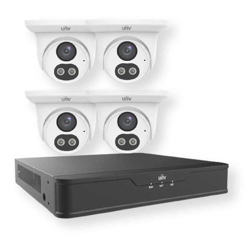 Uniview 4-Channel PoE NVR Security Kit — 1TB + 4× 4MP Full-Colour Turret Cameras