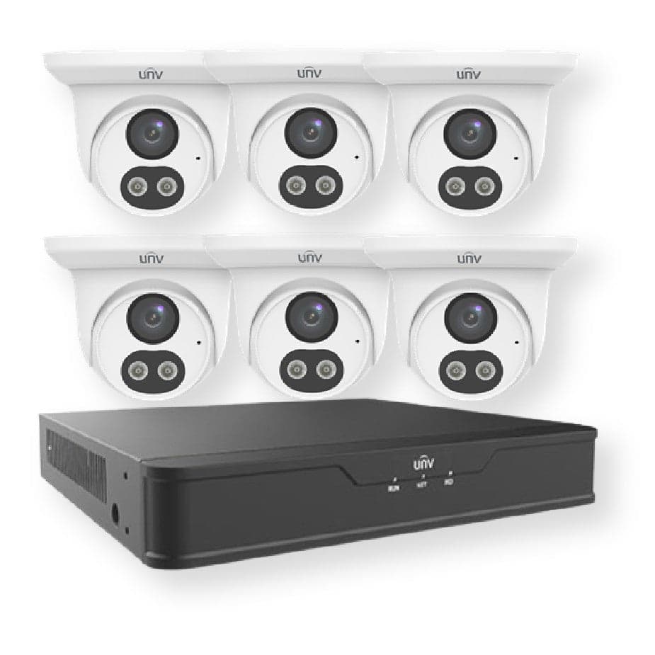 Uniview 8-Channel PoE NVR Security Kit — 2TB + 6× 4MP Full-Colour Turret Cameras